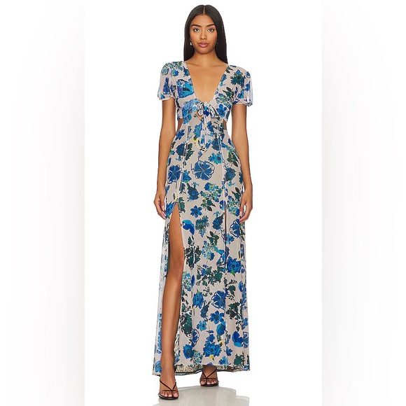 Maaji Thea Maxi Dress in Blue Floral Multicolor - Picture 1 of 8